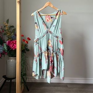 Free People XS Blue Floral Shirt Dress